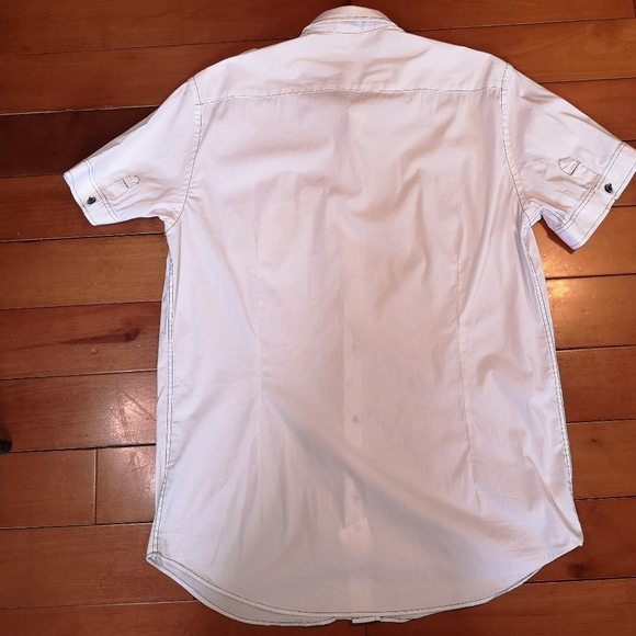 DR&N White Sirt Black Thread, Short Sleeve Button Down Causal Slim Wear Size: XL - Picture 5 of 13